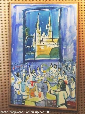 René Quéré. La cathédrale de Quimper vue de l\'atelier de l\'ancienne usine. Cette vue n\'existe plus depuis la destruction par les inondations de 2000. “Ce tableau est historique” commente Jean-Guy Le Floc\'h. René Quéré. La cathédrale de Quimper vue de l\'atelier de l\'ancienne usine. Cette vue n\'existe plus depuis la destruction par les inondations de 2000. “Ce tableau est historique” commente Jean-Guy Le Floc\'h.