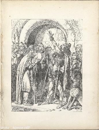 Dessin de James Tissot gravé par Swain. p.45 pour “The evil tribute of Noménoë” (coll. part.).