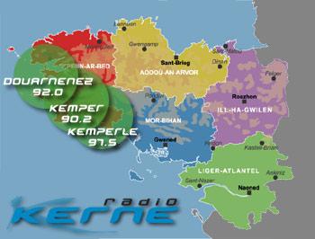 Les zones de diffusion et les fréquences pour les récepteurs radio.