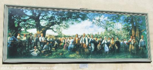Mémorial des Acadiens. Peinture murale réalisée par Robert Dafford (*) rue des Acadiens à Nantes.