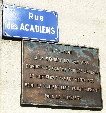 Nantes. <i>“1775-1785. À la mémoire des Acadiens déportés du Canada par les Anglais et réfugiés à Nantes attendant pour la plupart leur embarquement pour la Louisiane.”</i>