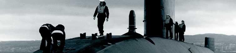 Onboard HMS Trafalgar the submarine that leaked radioactive substances into the river Tamar.