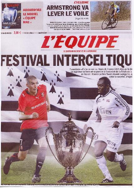 L\'Équipe samedi 9 mai 2009. Haut page 3.