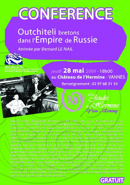 Des Outchiteli bretons dans l'Empire de Russie - Jeudi 28 mai 2009 à Vannes - 18h00 - GRATUIT