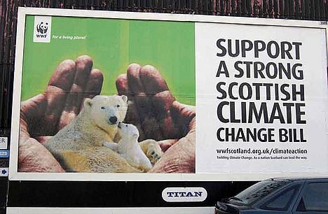 A World Wildlife Federation billboard poster supporting the climate change bill in Scotland (photo: World Wildlife Federation)