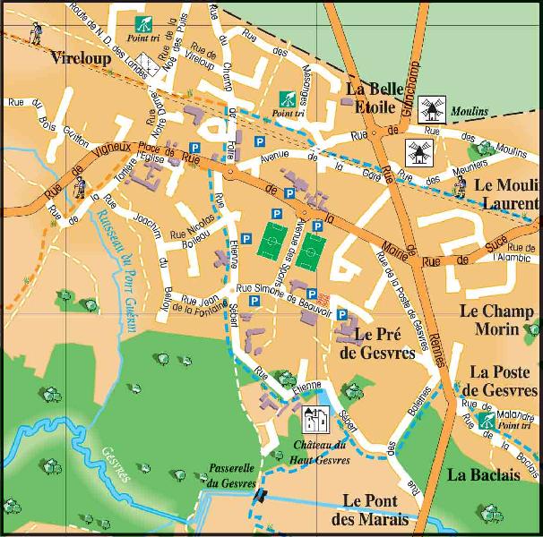 Plan du bourg de Treillières.