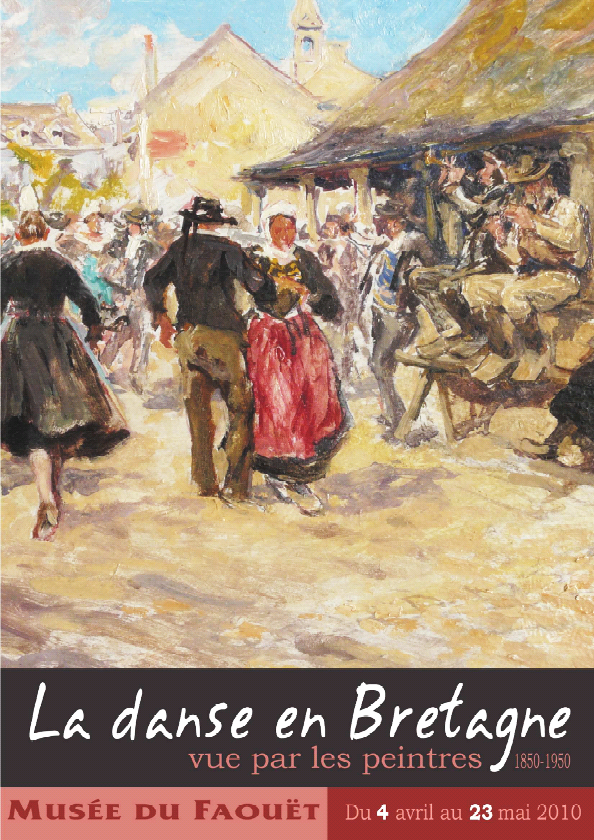 Visuel de l\'affiche : “Danse place des Halles” Le Faouët. Huile sur isorel d\'<b>Arthur Midy</b> (1877-1944). Collection particulière.