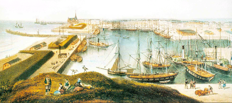 Saint-Nazaire harbour in 1864. Private collection.