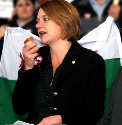 Leanne Wood AM said she was celebrating the historic unanimous vote \"with a good Welsh beer.\" (photo: Plaid Cymru).