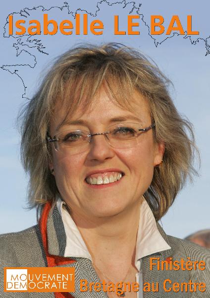 Isabelle Le Bal Tête de liste finistérienne de la liste \"Bretagne au Centre\".