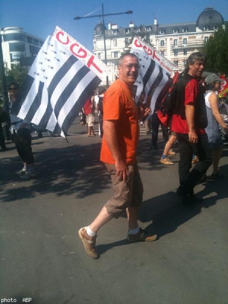 A Rennes les drapeaux bretons faisaient partie du cortège des manifestants contre la réforme des retraites.