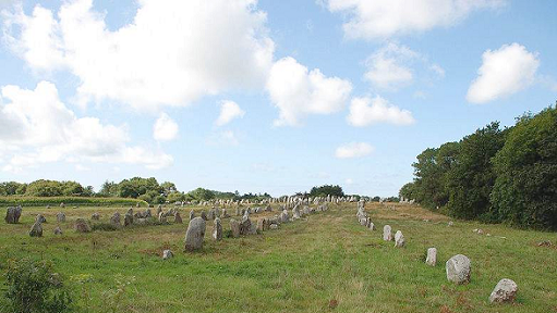 Carnac. Une partie des alignements de Kermario. Photo Calaeco wikipedia licence Creative Commons.