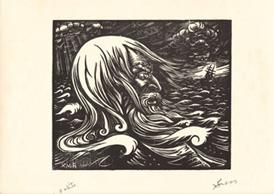 Xavier Haas « Neptune » gravure vers 1930