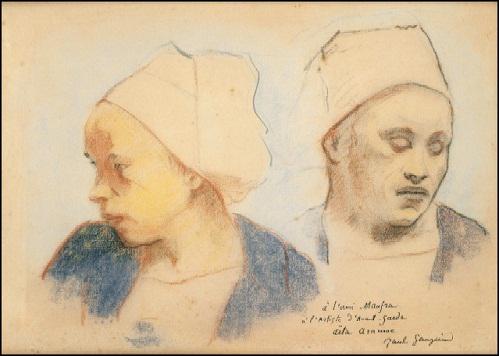 Gauguin "Deux têtes de Bretonnes". Pastel – 1894. Collection du Musée de Pont-Aven © DR.