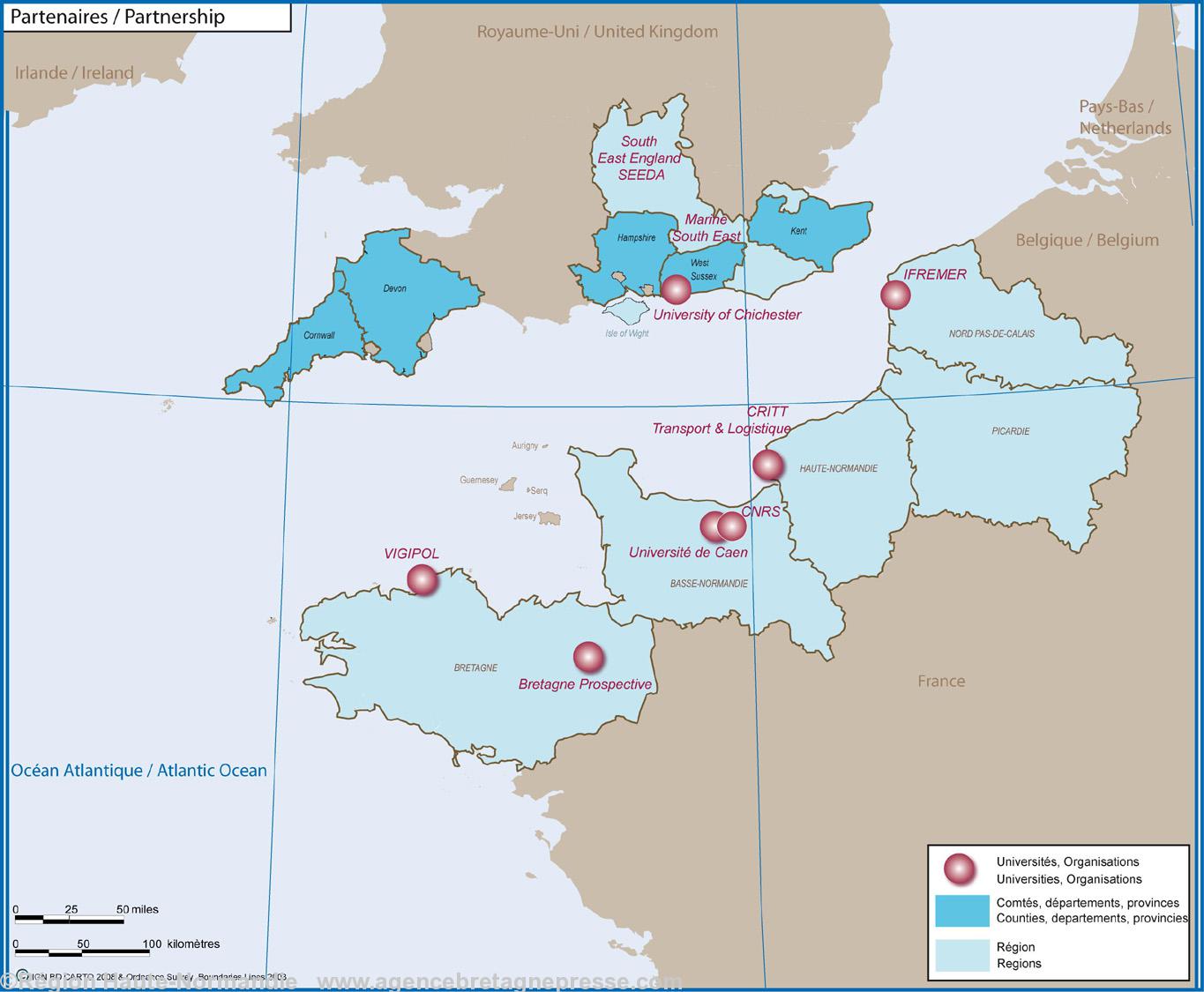 Carte des partenaires du projet CAMIS