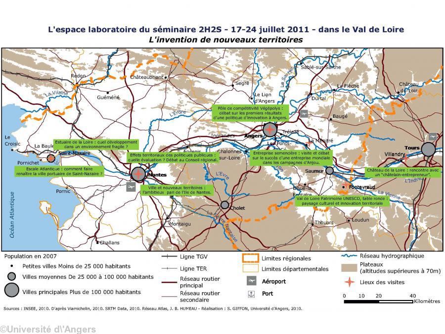 La carte Val de Loire. Sur le site de la Maison des Sciences de l\'Homme de Nantes ; partie de l\'Université.