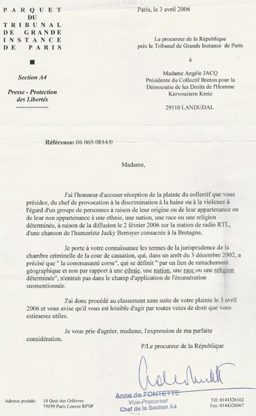lettre du procureur de la république