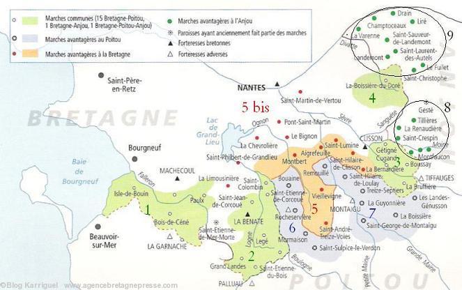 La carte des marches de Bretagne de Ar Men annotée par Karriguel