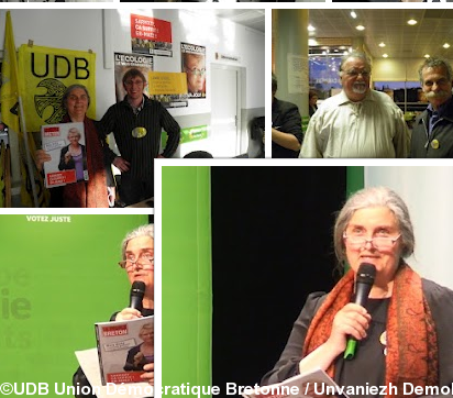 Mona Bras porte-parole de l\'UDB. La Une du
mensuel \"Le Peuple breton\" du mois d\'avril 2012.