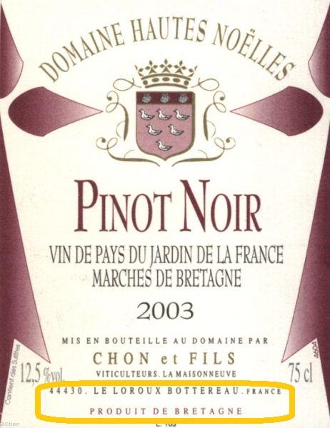 <b>Plus</b>. Le pinot noir des Hautes-Noëlles (Chon) est produit en Bretagne. <b>Plus</b>. Le pinot noir des Hautes-Noëlles (Chon) est produit en Bretagne.