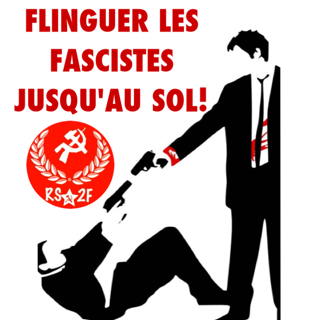 Une symbolique parfois violente : le fusil
se mêle aux symboles soviétiques de la
faucille du marteau et de l\'étoile.