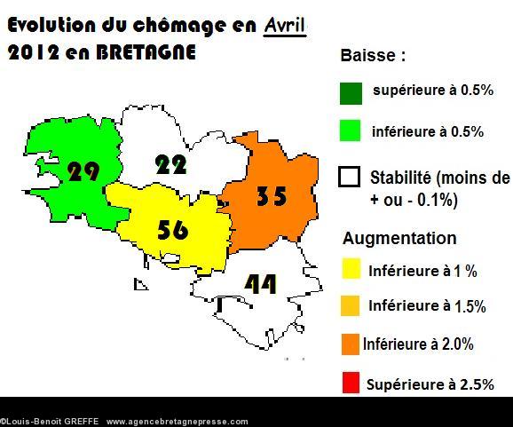 Evolution du chômage en avril 2012.
Infographie ABP.