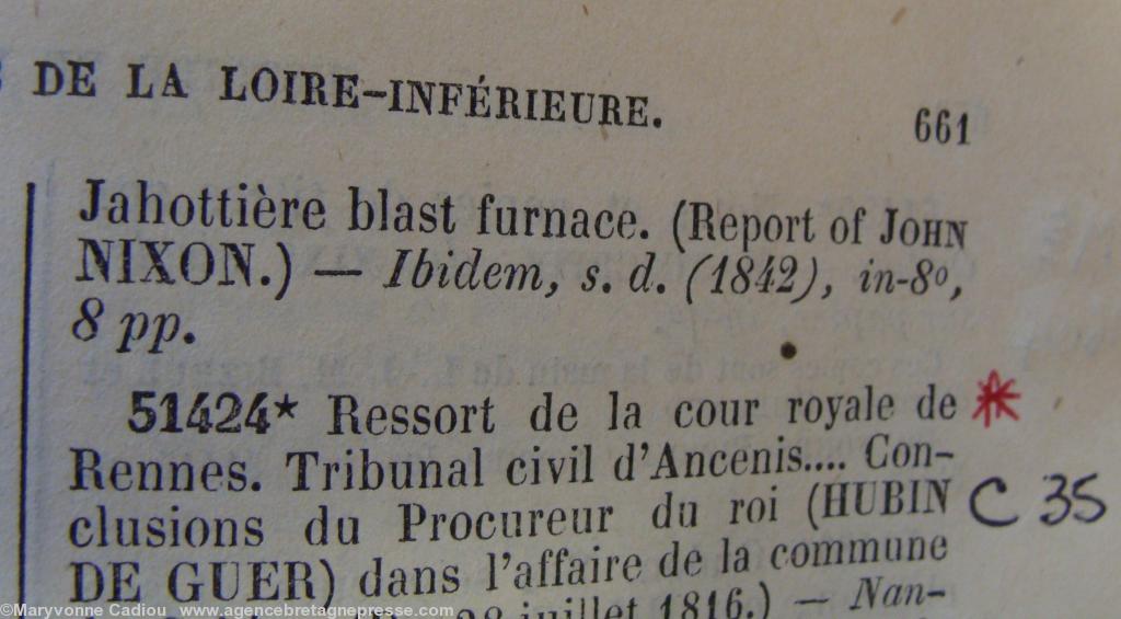 <b>Deux mémoires existent à la bibliothèque de Nantes. Ici références dans le catalogue de la bibliothèque nationale de France. Suite.</b> <b>Deux mémoires existent à la bibliothèque de Nantes. Ici références dans le catalogue de la bibliothèque nationale de France. Suite.</b>