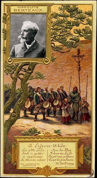 Portrait de Hippolyte Berteaux sur une carte publicitaire LU. Portrait de Hippolyte Berteaux sur une carte publicitaire LU.
