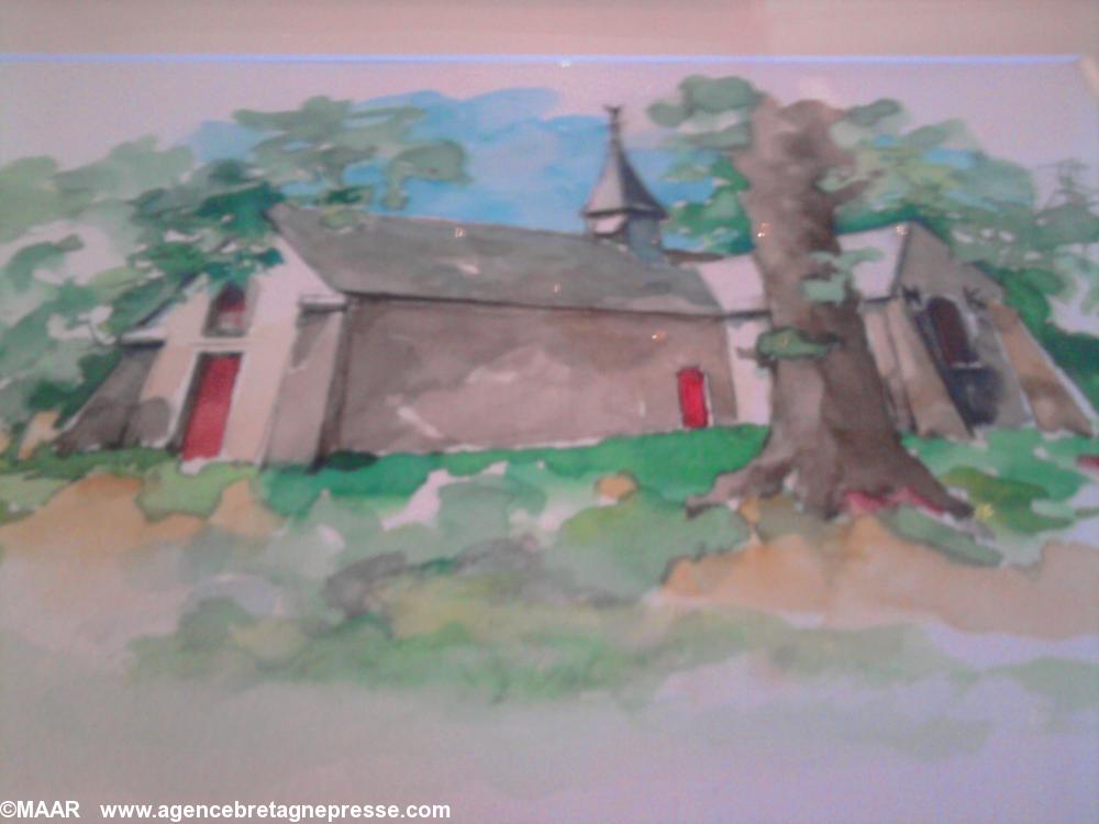 l\'aquarelle de la chapelle offerte au Père Le Ny l\'aquarelle de la chapelle offerte au Père Le Ny