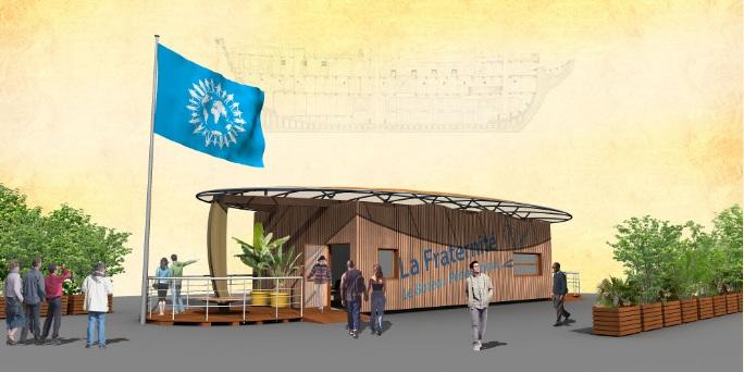 Le Pavillon de la Fraternité à Nantes. Dessin sur le site de l\'association.