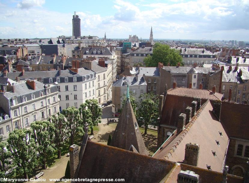 Et si on regardait un peu en bas ? Le Palais Dobrée vu du haut de la tour. Au fond un arbre du square Louis Bureau derrière le Museum d’histoire naturelle.
Et si on regardait un peu en bas ? Le Palais Dobrée vu du haut de la tour. Au fond un arbre du square Louis Bureau derrière le Museum d’histoire naturelle.