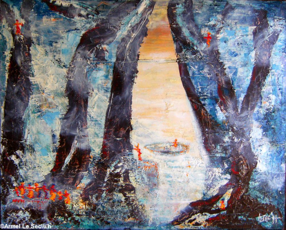 “War ribl an aber...”. Toile d\'Armel Le Sec\'h (Sur la rive de l\'aber).