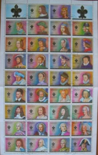 Planche des 34 rois et reines de France émise en 1972 par l\'émirat d\'Ajman. Anne de Bretagne est en 3e ligne et 3e colonne. Planche des 34 rois et reines de France émise en 1972 par l\'émirat d\'Ajman. Anne de Bretagne est en 3e ligne et 3e colonne.