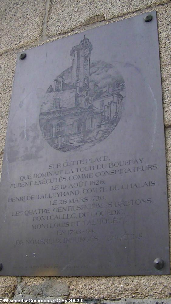Plaque visible place du Bouffay à Nantes là où furent exécutés les
conspirateurs