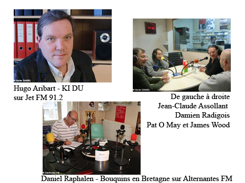 3 photos : 
Hugo Aribart, Jean-Claude Assollant  Damien Radigois  Pat O May, James Wood et Daniel Raphalen