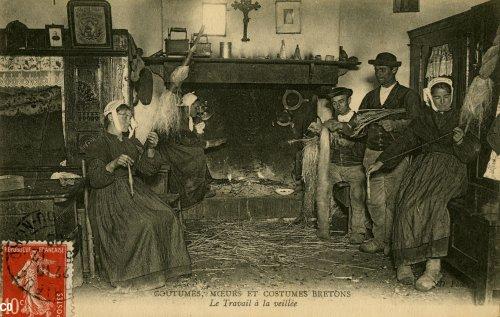 Le travail à la veillée en Bretagne. Le travail à la veillée en Bretagne.