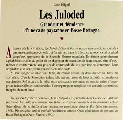 Louis Élégoët. Grandeur et décadence d’une caste paysanne en Basse-Bretagne, 1996. 4e de couv. Louis Élégoët. Grandeur et décadence d’une caste paysanne en Basse-Bretagne, 1996. 4e de couv.