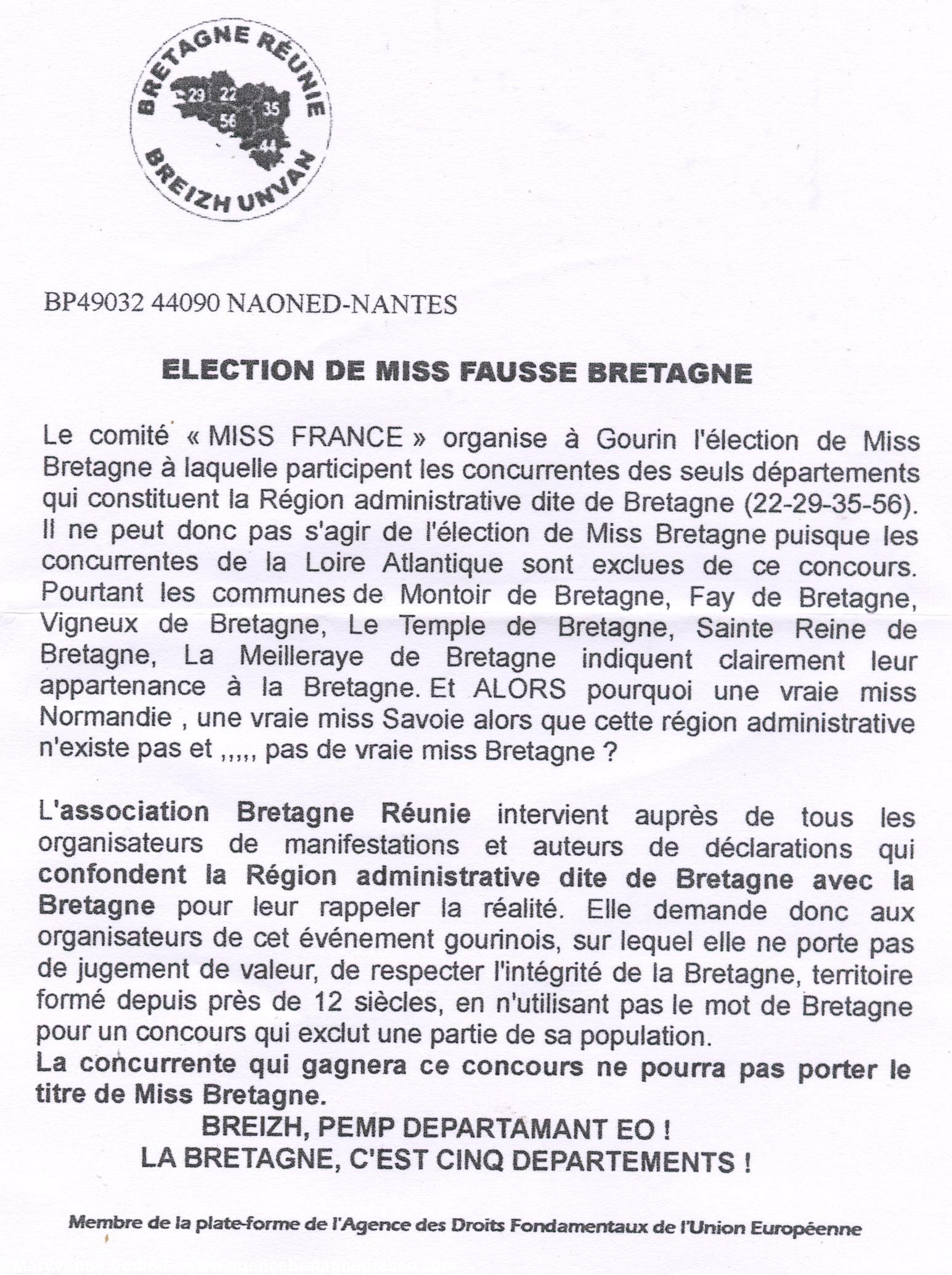 Tract de Bretagne Réunie pour l’élection de Gourin 2013. Tract de Bretagne Réunie pour l’élection de Gourin 2013.