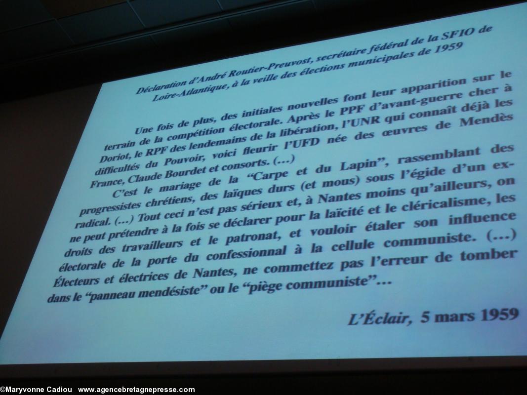Déclaration d’André Routier-Prévost secrétaire fédéral de la SFIO de Loire-Atlantique à la veille des élactions municipales de 1959. Dans l’Éclair. 5 mars 1959. Déclaration d’André Routier-Prévost secrétaire fédéral de la SFIO de Loire-Atlantique à la veille des élactions municipales de 1959. Dans l’Éclair. 5 mars 1959.