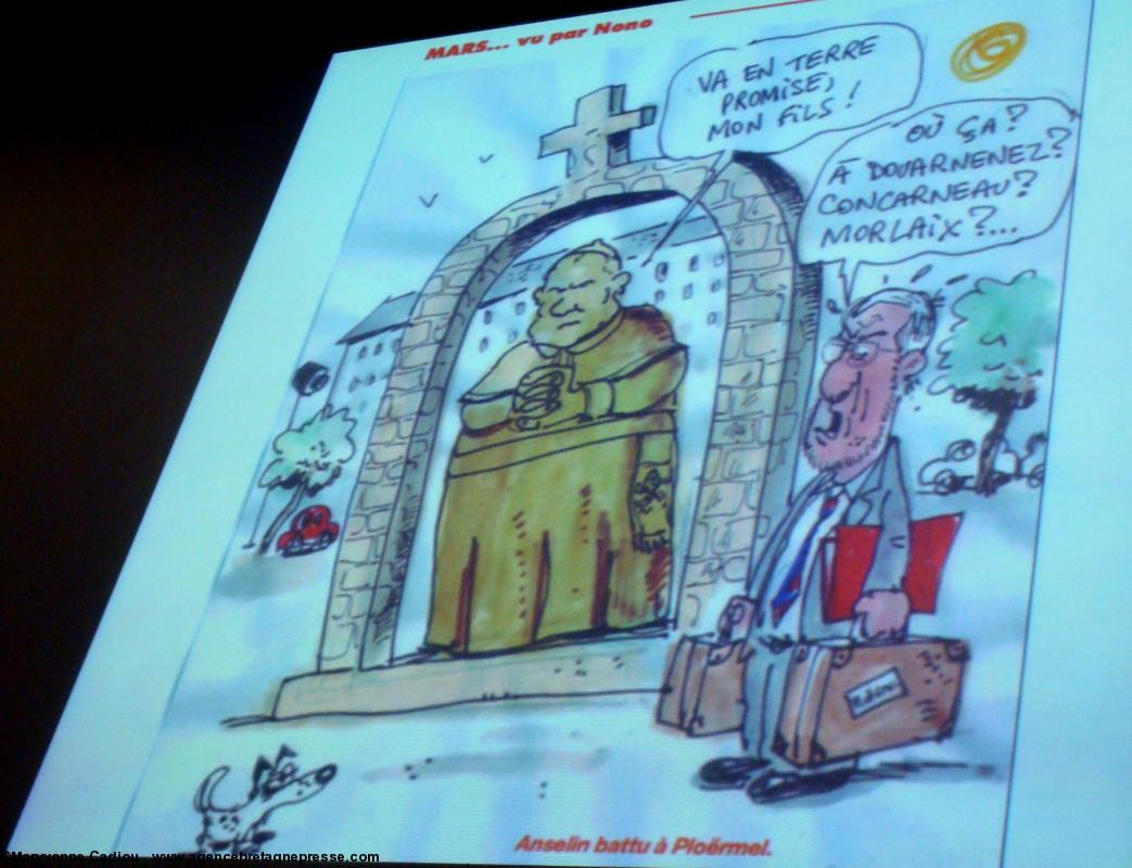 Anselin battu à Ploermel. Dessin de Nono. Anselin battu à Ploermel. Dessin de Nono.