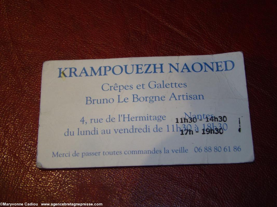 Carte de visite de Krampouezh Naoned. Carte de visite de Krampouezh Naoned.