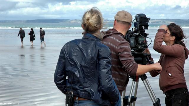 Tournage du court métrage <i>From Boston</i> de Sylvia Guillet. Exposition "Ils font le cinéma en Bretagne".