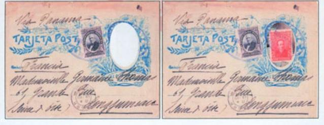 Deux exemples d'enveloppes à trou sur l'affiche du musée de l'imprimerie de Nantes.