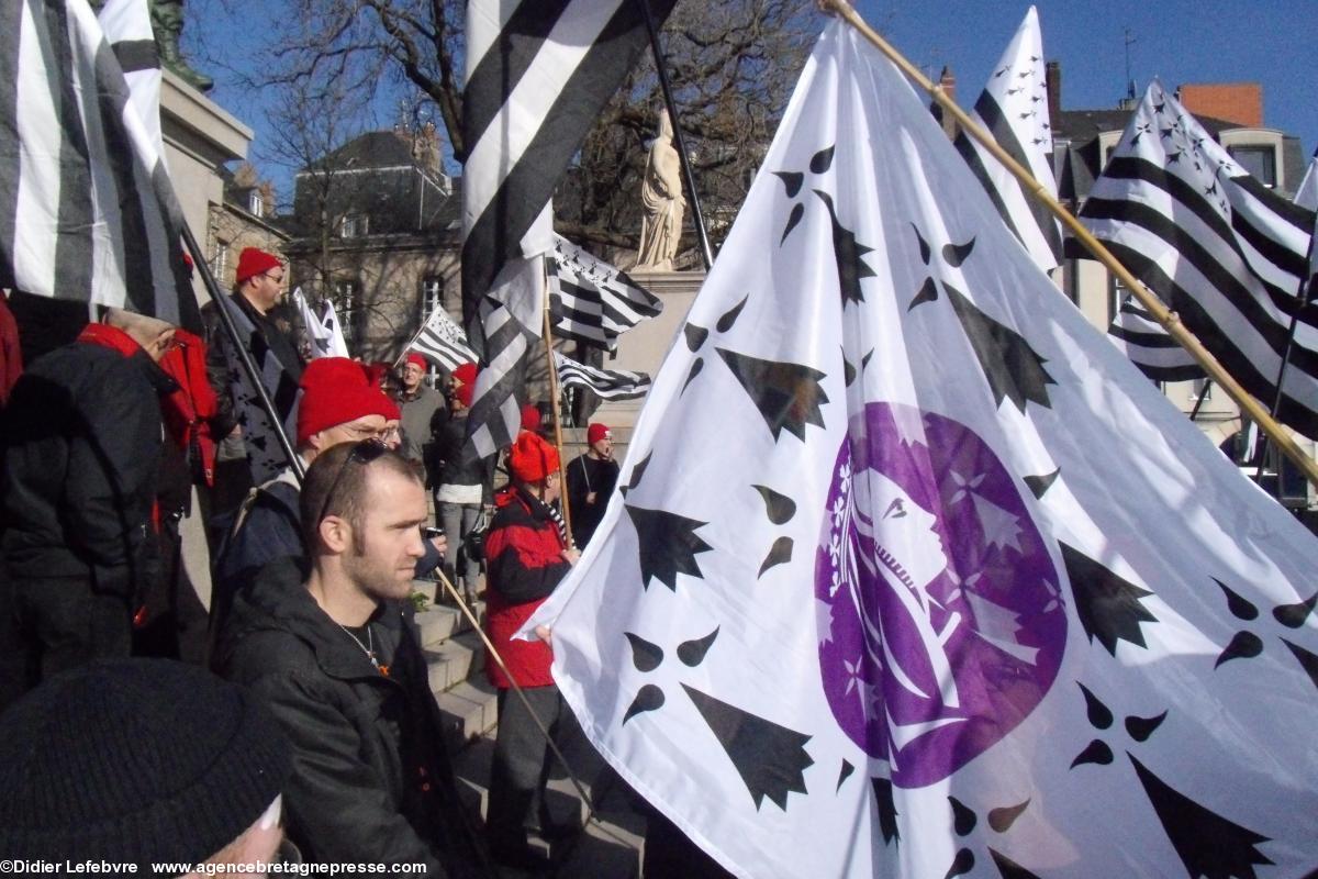 Anne de Bretagne et des hermines en bannière. Anne de Bretagne et des hermines en bannière.