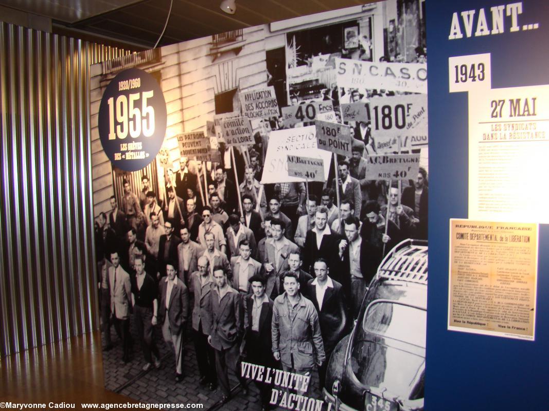 1955 à Nantes. Histoire du syndicalisme ouvrier en Basse-Loire. Exposition à l'Hôtel du Département. 1955 à Nantes. Histoire du syndicalisme ouvrier en Basse-Loire. Exposition à l'Hôtel du Département.