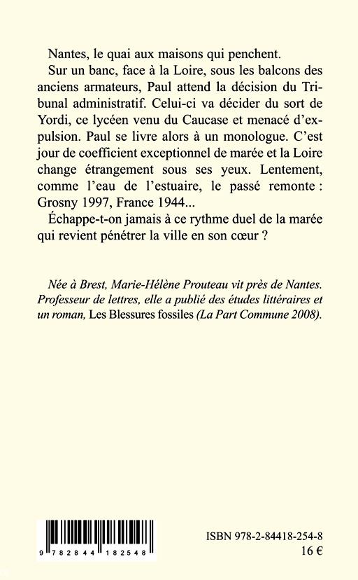 <i>Les balcons de la Loire</i>, de Marie-Hélène Prouteau, Rennes, éd. La Part commune, 2010. Quatrième de couverture. <i>Les balcons de la Loire</i>, de Marie-Hélène Prouteau, Rennes, éd. La Part commune, 2010. Quatrième de couverture.