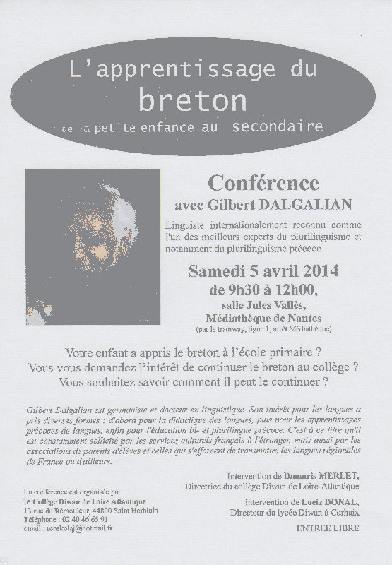 Conférence "L'apprentissage du breton de la petite enfance au secondaire"