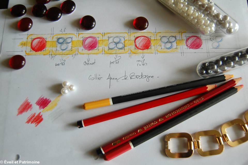 Études pour le collier d'Anne de Bretagne. Atelier d'“Éveil et Patrimoine” 5 rue Voltaire à Nantes. Études pour le collier d'Anne de Bretagne. Atelier d'“Éveil et Patrimoine” 5 rue Voltaire à Nantes.