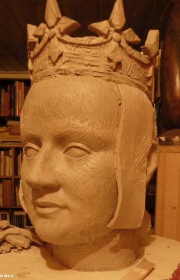 Essai de visage en modelage terre, par Marc Simon.