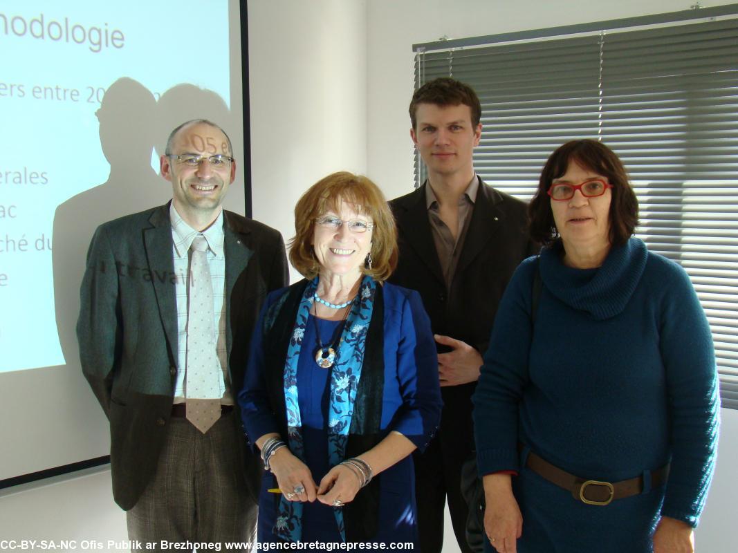 Fulup Jakez, Lena Louarn, Meriadeg Vallerie (OPAB) hag Anna-Vari Chapalain (Diwan)